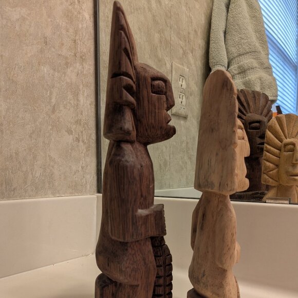 Vintage Wood Mayan Figures from Mexico - Picture 4 of 6